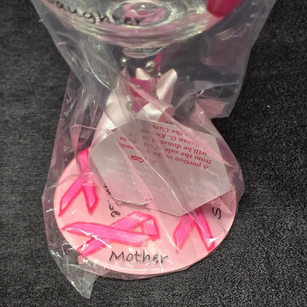 Lolita Love My Wine Collection Pink Ribbon Breast Cancer Awareness Wine Glass